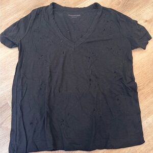 Zadig & Voltaire Wassa holes v neck tee in black - size m - cotton modal blend